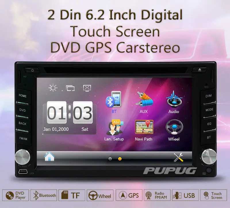 6 2 &quotдвойной 2DIN автомобильный DVD CD плеер Bluetooth Сенсорный экран стерео радио в тире