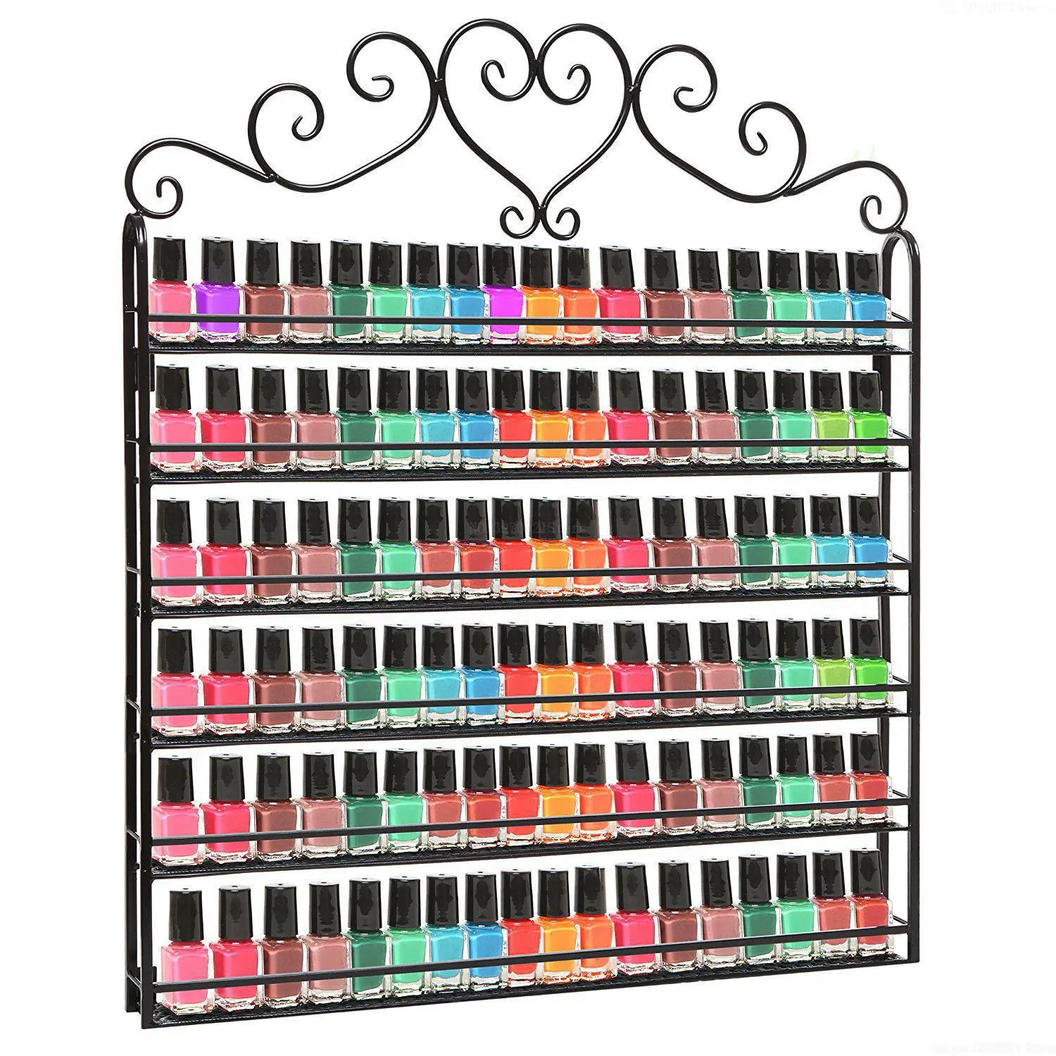 

6 Layer Iron Nail Polish Shelf Black Nail Shop Exhibition Shelf Nail Polish Display Wall Rack Makeup Organizer