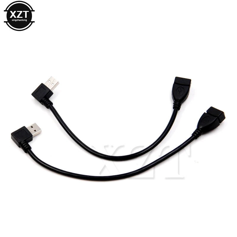 High Quality 2pcs/Pair 20cm Left/Right Angled 90 Degree USB 2.0 Type A Male to Female USB Cable Extension Cable cy 60cm left angled 90 degree micro usb otg to standard b type printer scanner hard disk cable