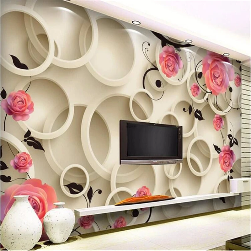 

beibehang wallpaper for walls 3 d Rose circle fantasy floral living room sofa bedroom backdrop 3D large wall mural wall paper