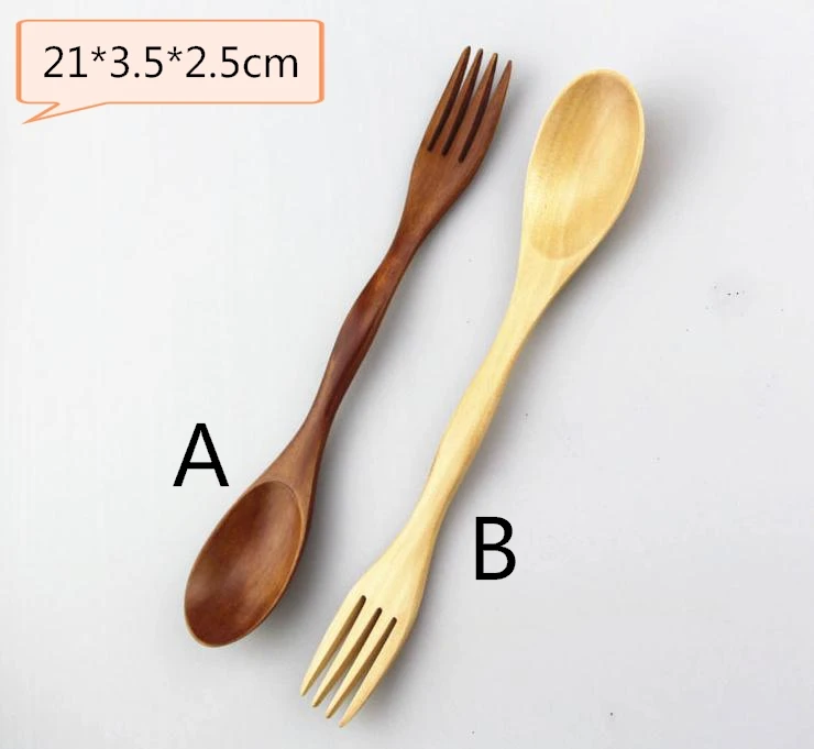 

100pcs/lot Quality Wooden Spoon Forks Set Natural Wood Cutlery Coffee Tea Spoons Salad Fruit Fork SN2312