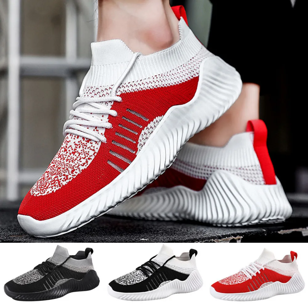 2019 Men's mesh breathable sports shoes wear running shoes fashion wild lightweight casual comfortable sneakers homens 40J5 (1)