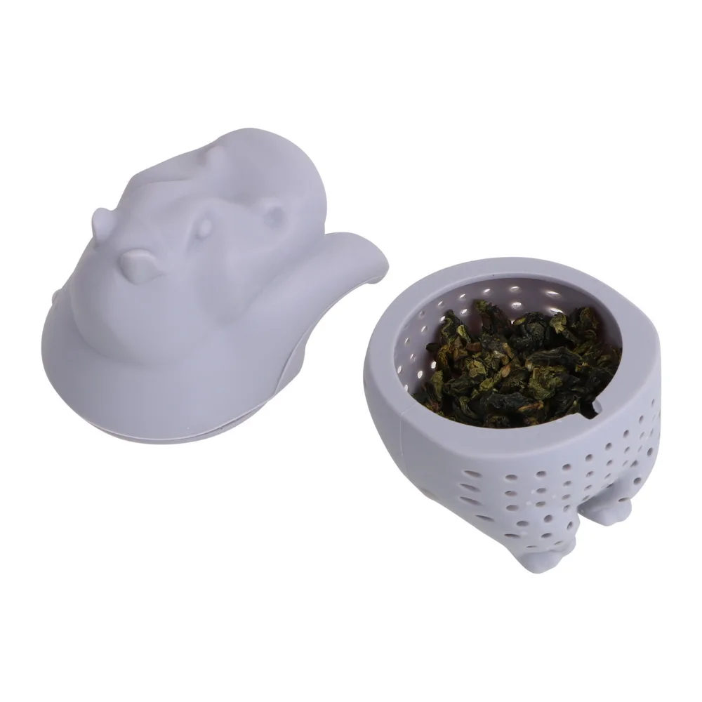 HOOMIN фильтр для чая креативный милый в форме бегемота Силиконовое чайное ситечко многоразовые Пустые чайные пакеты кухонные принадлежности чайная посуда