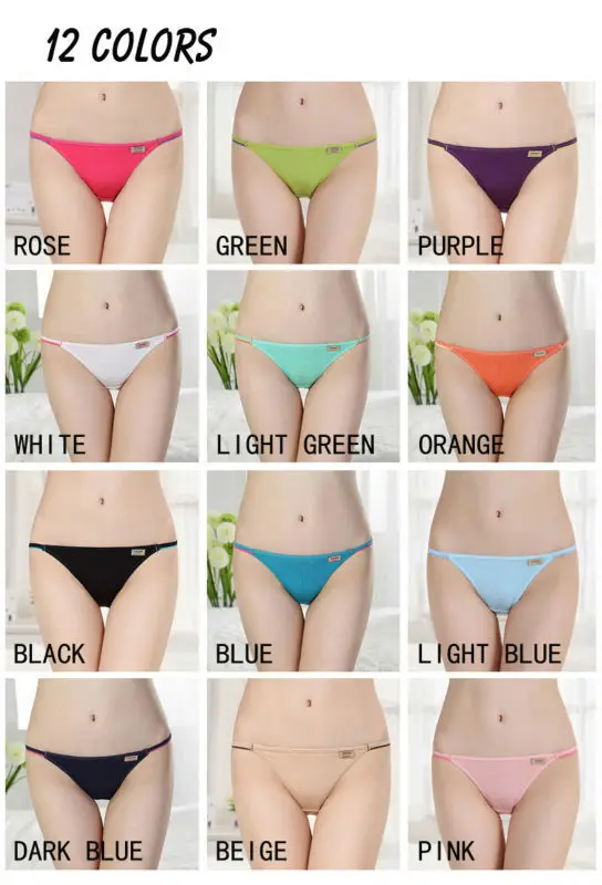 6pcs/lot Women's Sexy String Panties Underwear Low Waist Women Briefs Thongs Sexy Lingerie 12 Color Everyday Underwear Soft