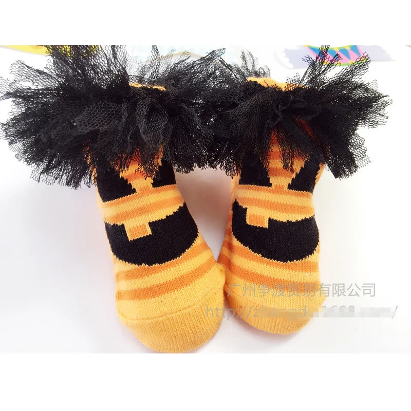 Носки для маленьких девочек на Хэллоуин Милые Носки с рисунком тыквы для малышей Мягкие хлопковые носки для малышей 12-24 месяцев носок с рюшами с героями мультфильмов для малышей - Цвет: As picture