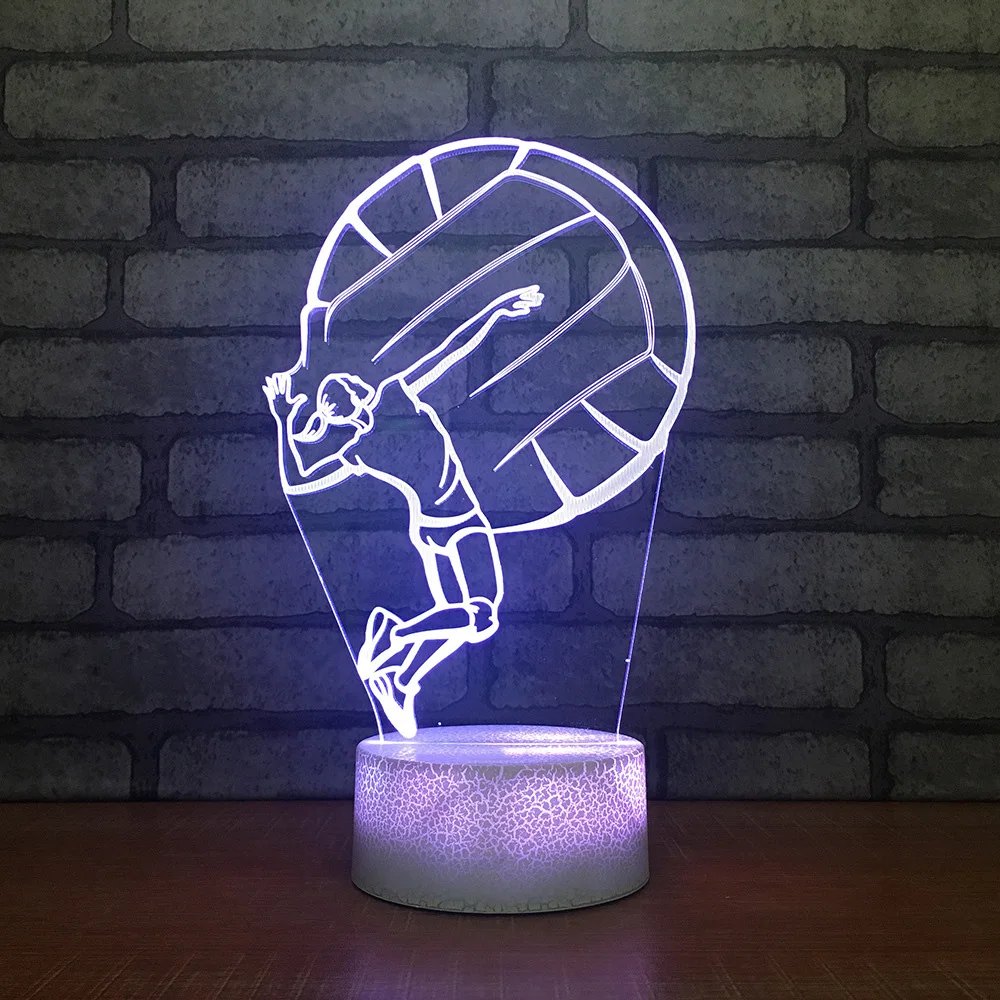 

7 Color Change Mood Led Holiday Night Light Gifts 3D Play Volleyball Modeling Usb Kids Sleep Light Atmosphere Colorful Desk Lamp