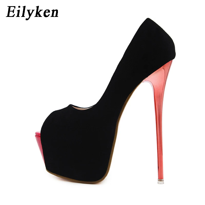 

Eilyken Summer Pumps Women Shoes Slip-On Thin-Heels Peep Toe Club Party Pumps shoes size 34-40