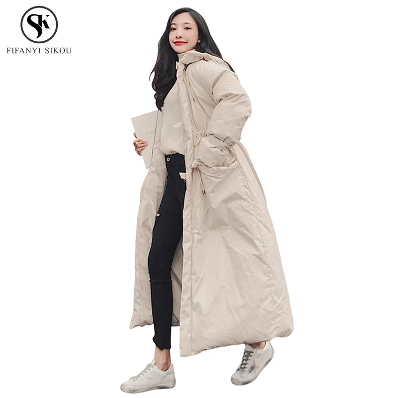 

Winter coat women 2018 Korean New Fashion Solid color Hooded Thicken Long Cotton coat Female Plus size Casual Warm parka LGP682