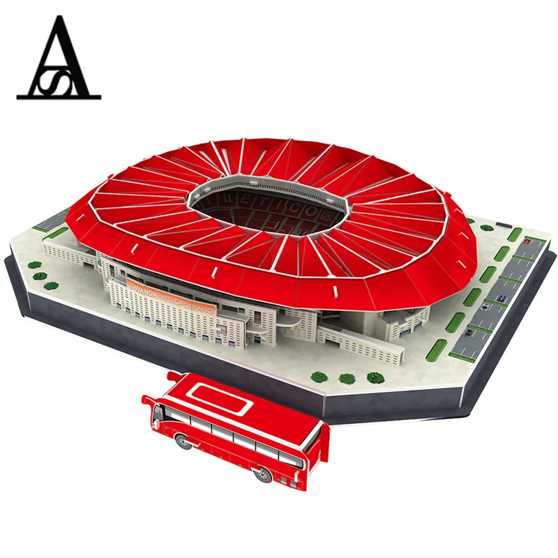 Classic Jigsaw Puzzle Architecture Madrid Athletics Wanda-Metropolitano Football Stadiums Toys Scale Models Sets Building Paper | Игрушки и