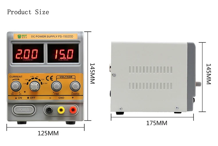 BST-1502DD Регулируемый цифровой дисплей прецизионный источник питания постоянного тока 2A 15V Для инструмент для ремонта мобильных телефонов