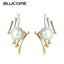 Blucome Необычные Модные двухцветные серьги-гвоздики из искусственного жемчуга женские свадебные аксессуары бренд медь бижутерия