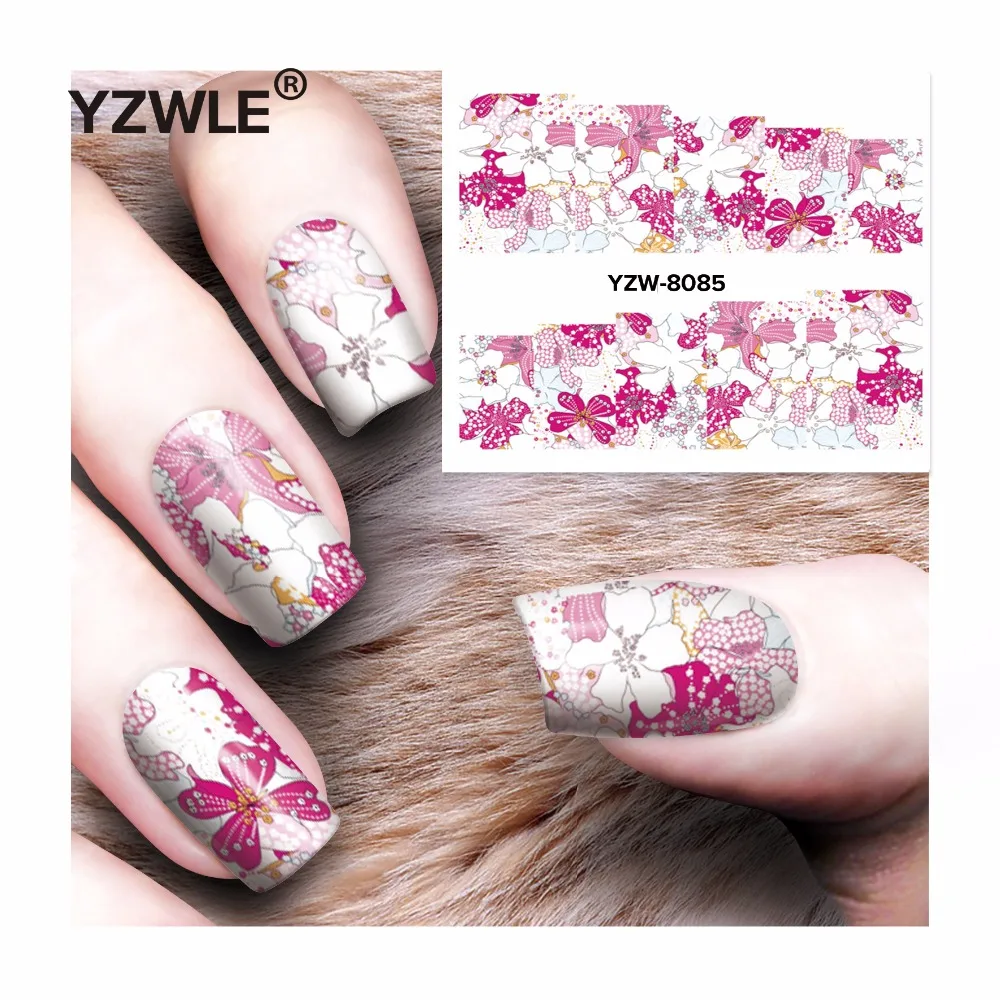 

YZWLE 1 Sheet DIY Decals Nails Art Water Transfer Printing Stickers Accessories For Manicure Salon YZW-8085