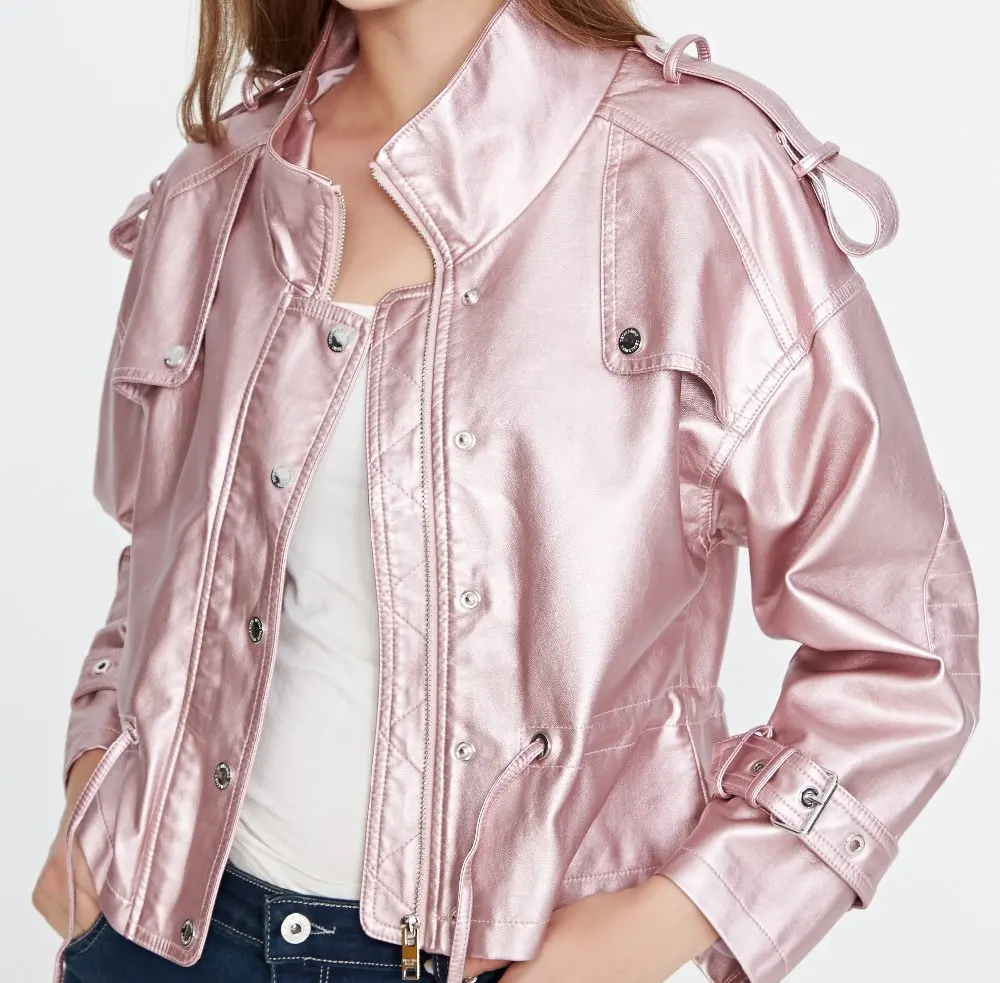 Куртка женская Байкерская из искусственной кожи|women faux leather jacket|motorcycle coatfaux jacket |
