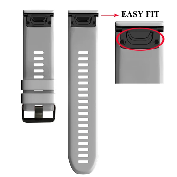 26, 22 мм, быстросъемный, легко прилегающий силиконовый ремешок для наручных часов Garmin Fenix 5X5 5X Plus 3 3HR S60 Forerunner 945, ремешок для часов - Цвет: Gray