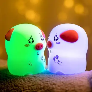 

Silicone Cute Pig Pat Light 7 Color Changing LED Night Lamp Bedside Lights
