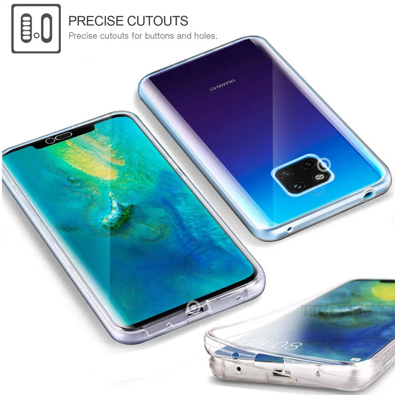 Двойной силиконовый чехол на весь корпус для Huawei P30 P20 Mate 20 Y9 Y7 Y6 P Smart 2019 Y5 Prime 2018 Honor