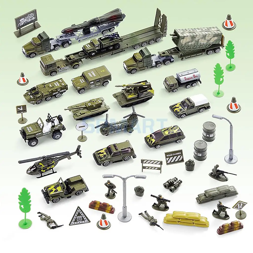 Alloy Military Vehicle Models Die cast Cars Tanks Toy Boys Playset 164