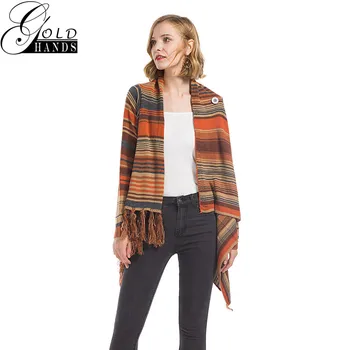 

Gold Hands Fashion Scarf-neck Cardigan Personality Sweater Large Size Knitted Jacket Women's Custom Soft Cotton Knitted Sweater