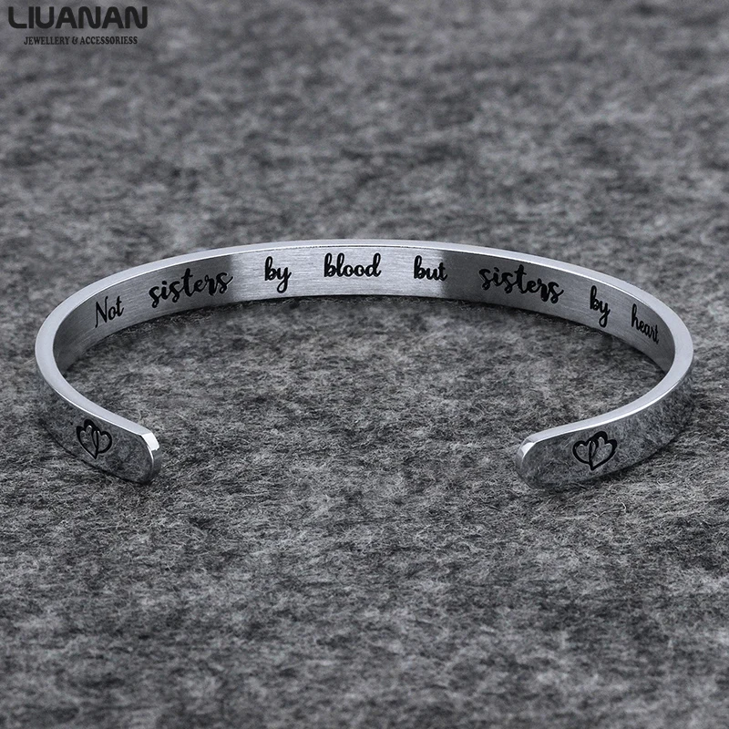 Best Friends Bracelets Graduation Farewell Gift Friendship Jewelry Not Sisters by Blood But Sisters by Heart Bangle Bracelet