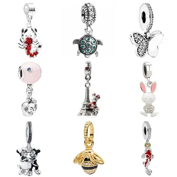 

New Fashion Fish Bee Butterfly Rabbit Crystal Panda Beads Fit Original Pandora Charms Bracelets & Bangles for Women Making Gifts