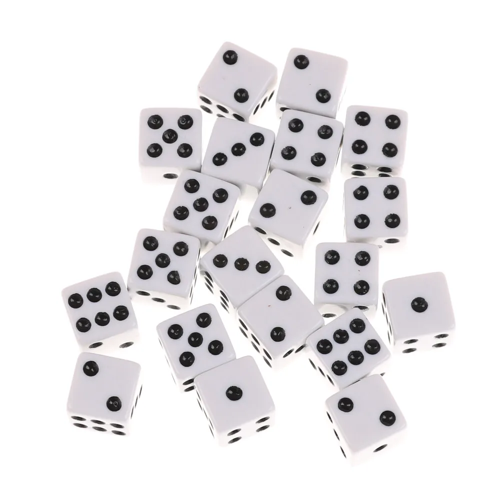 

20pcs Poker Chips dice 14mm Six Sided Spot Fun Board game Dice KTV bar game Games Party Dice Gambling Game Dices