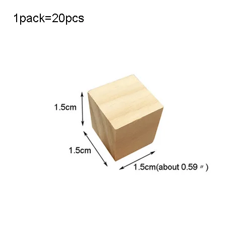 1 упаковка, деревянный Кубик из цельного дерева, квадратные блоки для детей, Ранние развивающие игрушки, сборный блок, украшение для рукоделия, изделия из дерева - Цвет: 20pcs 1.5cm