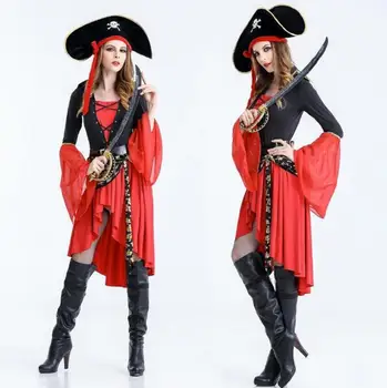 

Halloween Pirates of the Caribbean Captain Female a Bar Party Stage Suit Adult Women Cosplay Costumes Roleplay Party Supplies