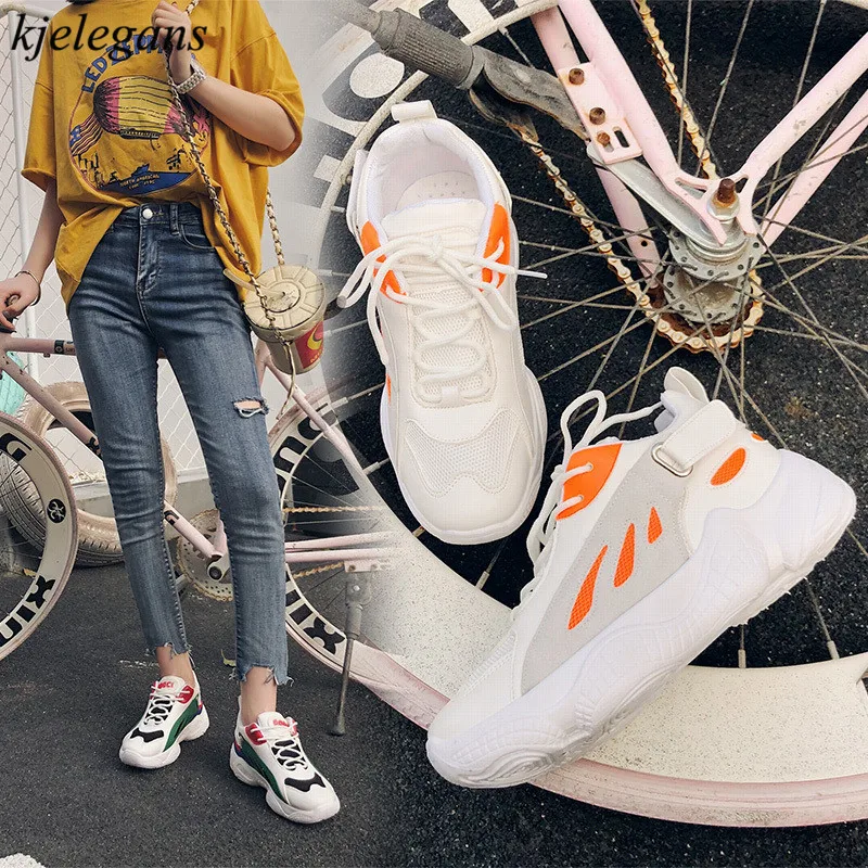 

Kjelegans 2019 trend classic breathable mixed colors comfortable walking shoes Vulcanize Female wedges non-slip tenis feminino