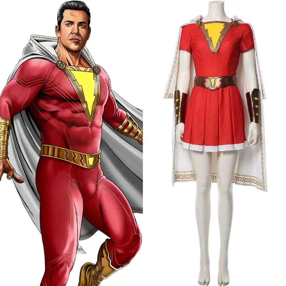 Shazam Косплей Костюм Мэри Бэтсон Леди шазам платье униформа для взрослых женщин