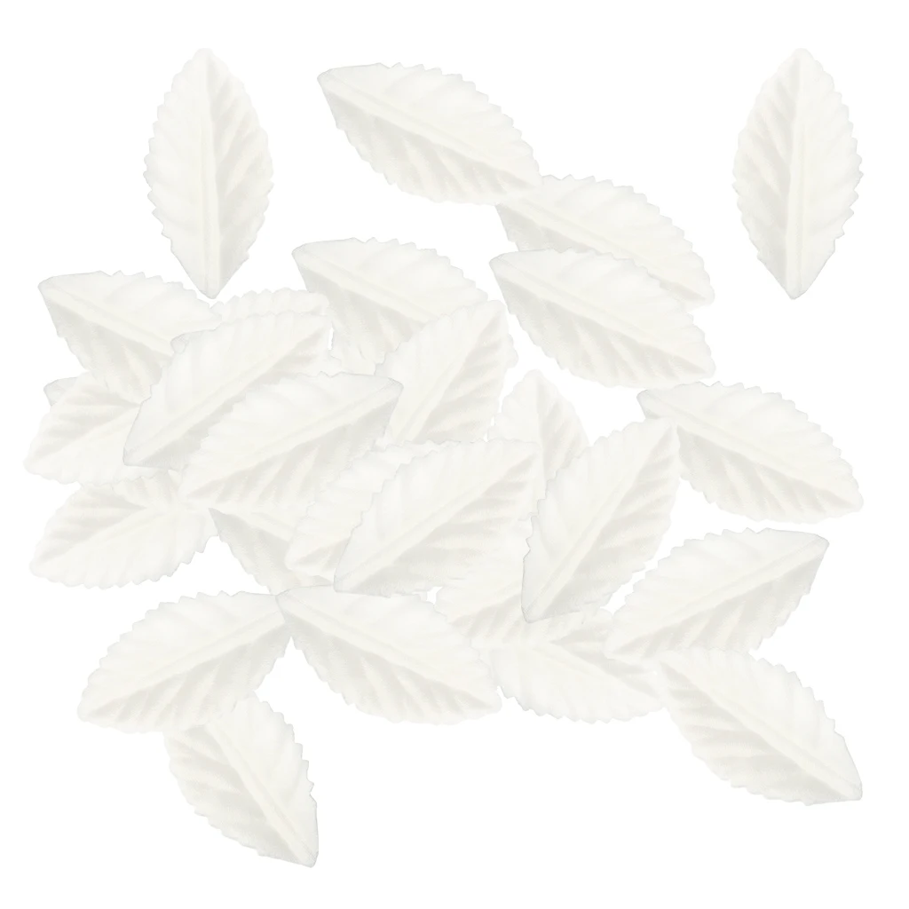 100 Piece Artificial Rose Leaves White Silk Flower Leaf Wedding Craft / Buttonhole /Corsage DIY Materials