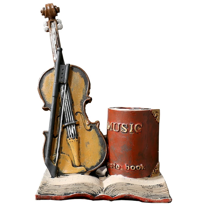 

Nordic Retro Resin Pen Holder Handicraft Gift Settings Violin Receiving Pen Container