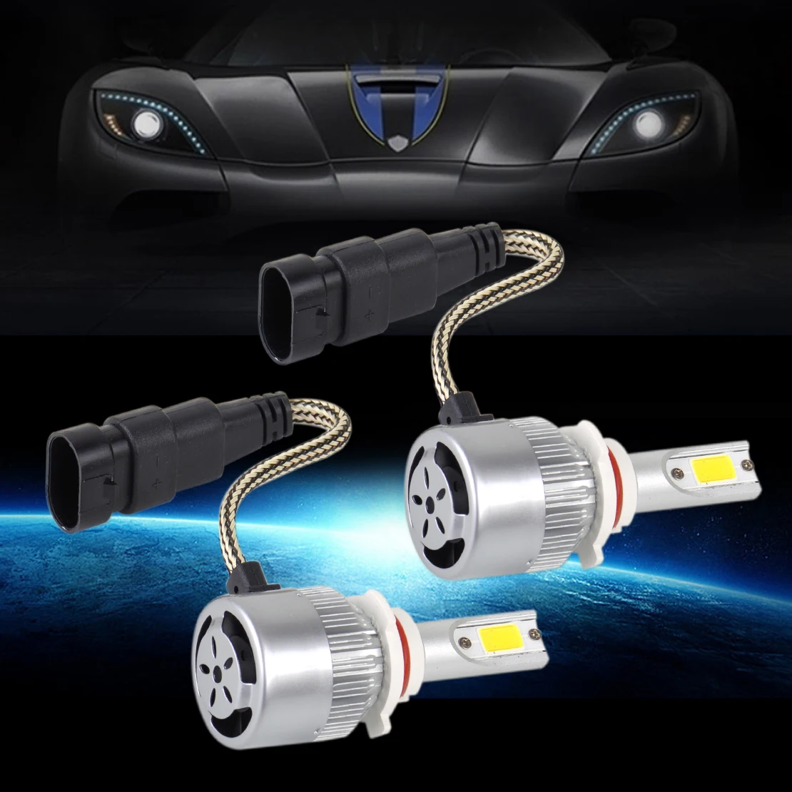 

DWCX 2Pcs Aluminum 9006 LED 36W 3800LM 6000K Combo Headlight High Low Beam White Bulb for VW Audi Peugeot Hyundai Mazda Toyota