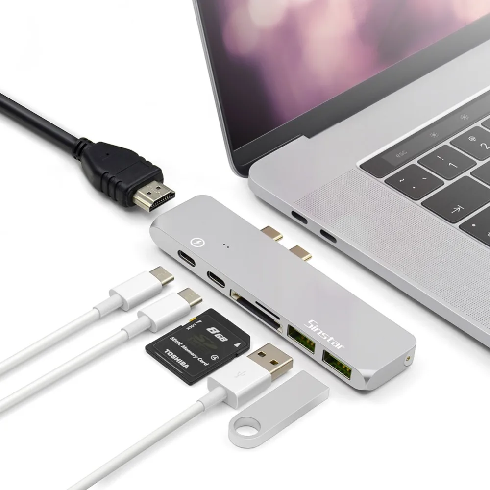 Ype C концентратор для USB 3 0 Thunderbolt HDMI 5 мм аудио RJ45 гигабитный Ethernet адаптер SD/TF