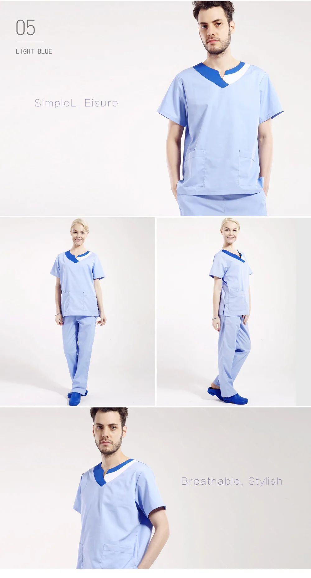 ANNO, медицинский костюм, набор скрабов, медицинская одежда для унисекс, Хирургическая Одежда для классической формы с v-образным вырезом