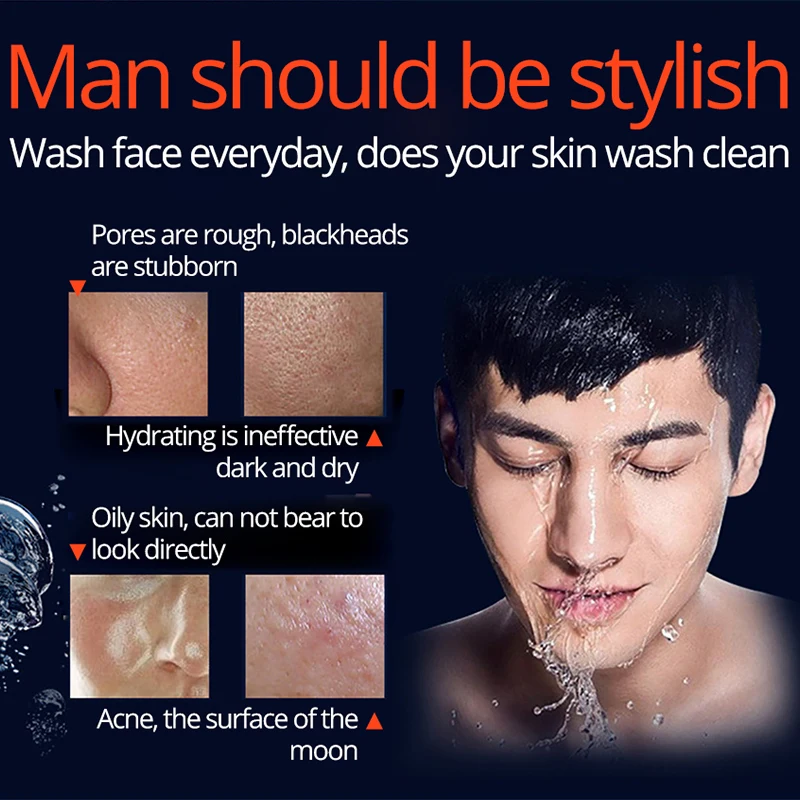 BEACUIR Men Facial Cleanser Anti Acne Oil Control Reduced Pores Face Cleansing Whitening Moisturizing Rich Foaming Skin Care