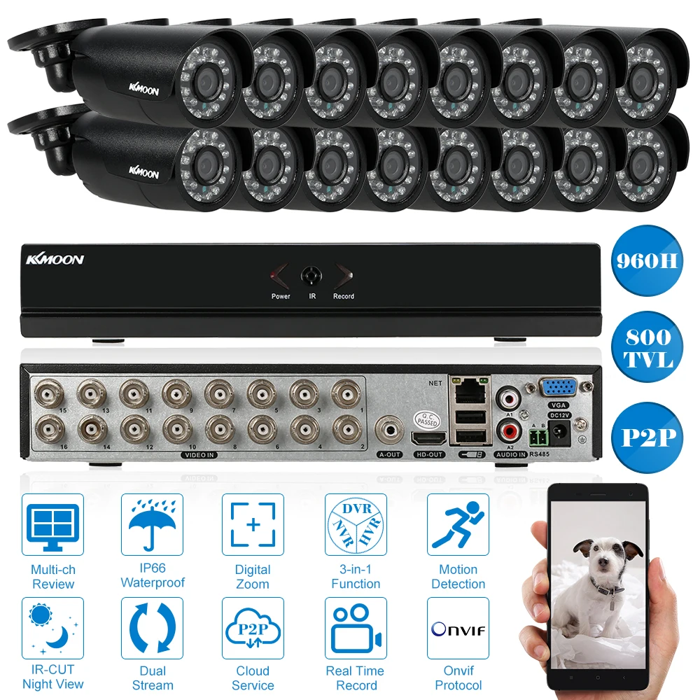 KKmoon 16CH DVR CCTV Camera System Kit 16CH 960H D1 DVR Recorder and