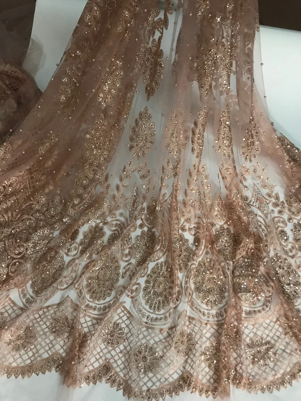 5 yards glued glitter lace fabric on sale ZH 92915 glitter mesh