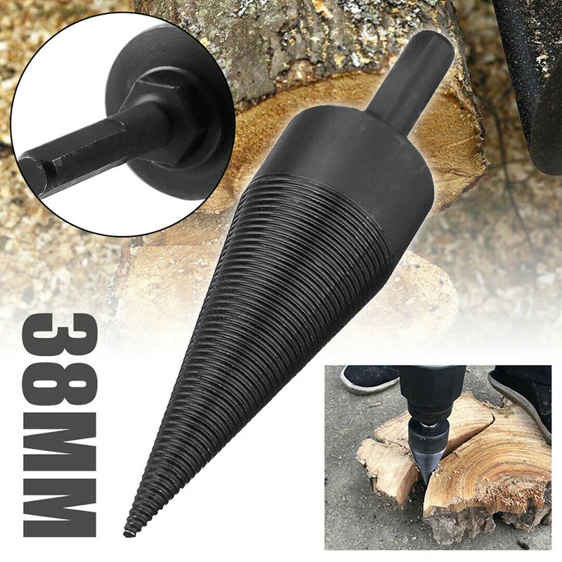 

38mm Splitter Screw Cone Kindling Firewood Splitter Hand Saws Drill Bit High Wear Resistance Firewood Splitter