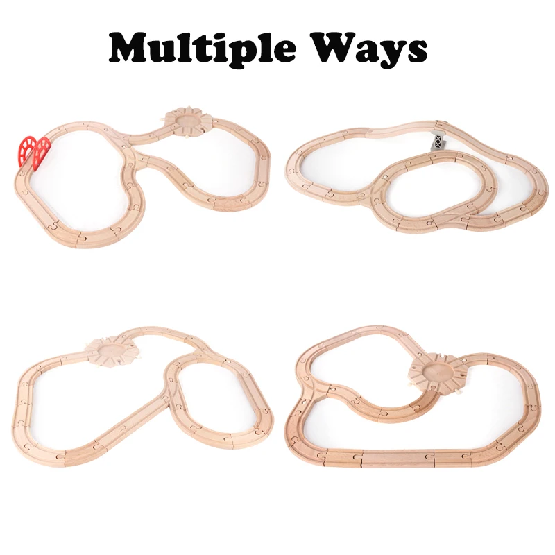 

Magnetic Wood Track Set with Thomas Train Track Accessories-Expansion Wooden Track Rails Trains Road Toys for Child