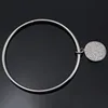 Round Pendant with All Crystal Cuff Bangles Metal 70/65/60mm inside of diameter Bracelets Arm Open Bangles for Women Men 6
