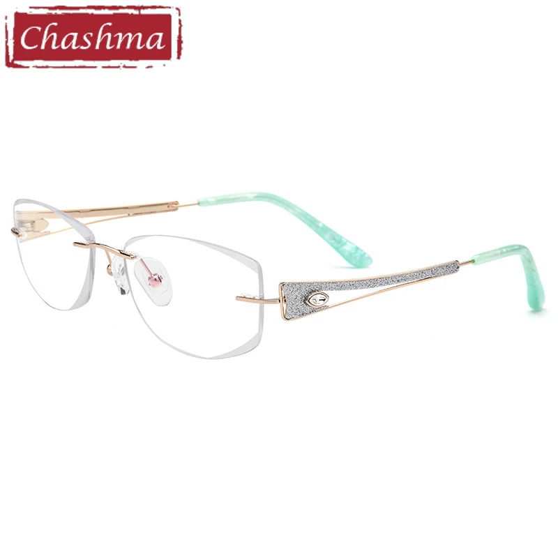 

Chashma Brand Luxurious Rimless Titanium Super Quality Light Spectacles Fashion Eye Glasses Frame oculos de grau feminino armaca