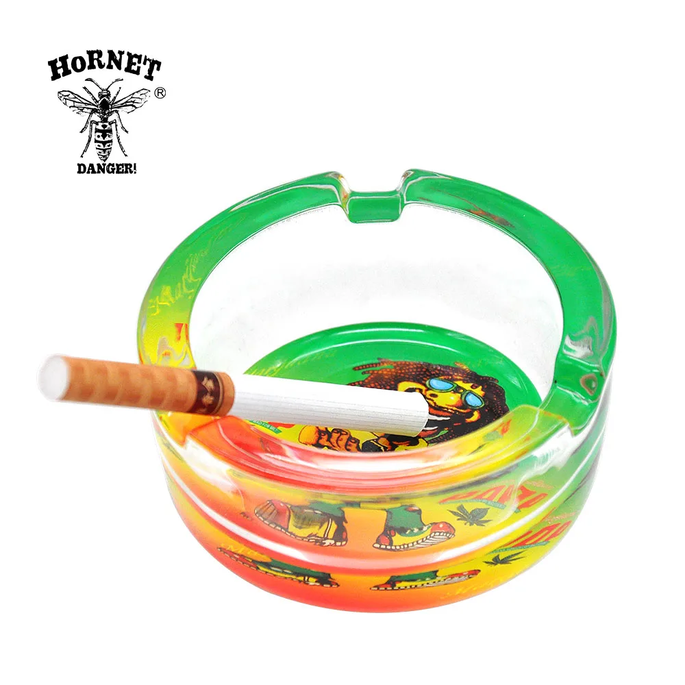 

Round Shaped Cigarette Ashtray Glass Cigar Ashtray Color Random Eco-Friendly Portable Ash Tray