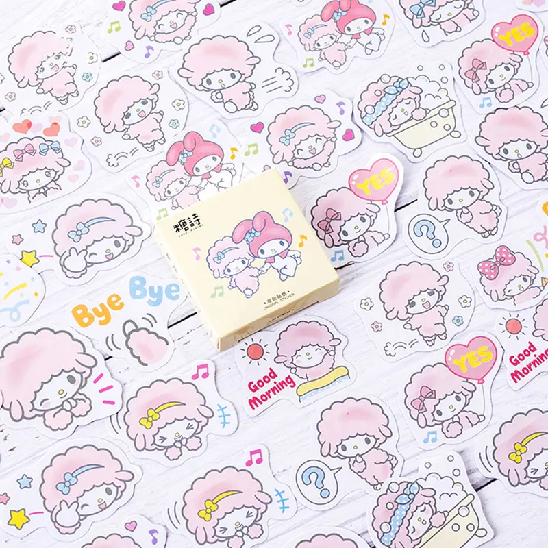 

45 pcs/box Lovely lamb Cartoon animal adhesive paper sticker diy Handmade Gift Card Scrapbook album diary decoration sticker