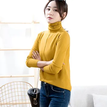 

Slim Casual Yellow Turtleneck Sweater For Women Basic Autumn Pullovers Green Lady's Jumper Winter Knit Tops Female Red Sweaters