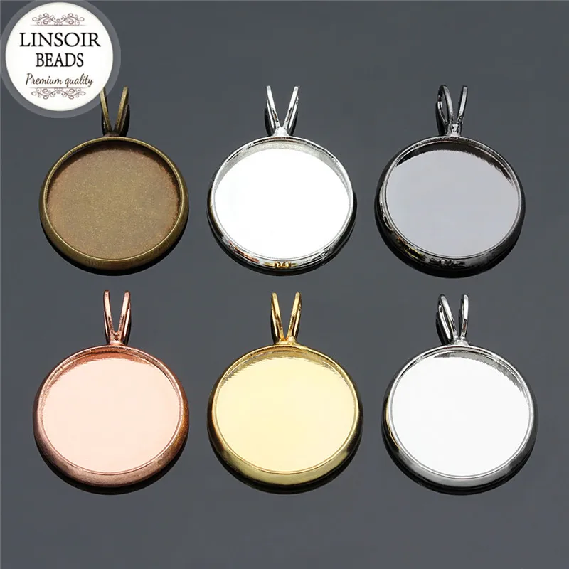 

LINSOIR 10pcs Gold Color Necklace Pendant Blank Base Fit 10 12 14 16 18 20 mm Cabochon Setting Cameo Tray For Diy Jewelry Making