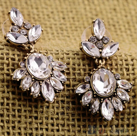 

Vintage Women Earrings Crystal Insert Earrings Rhinestone Ear Studs 2MQA 2OOP