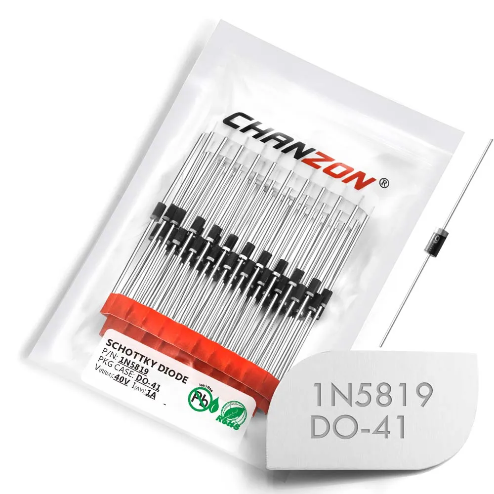 (100 шт.) 1N5819 диоды Выпрямительного БАРЬЕРА Schottky 1 A 40 в Do 41 Axial 1N IN 5819 IN5819 Amp