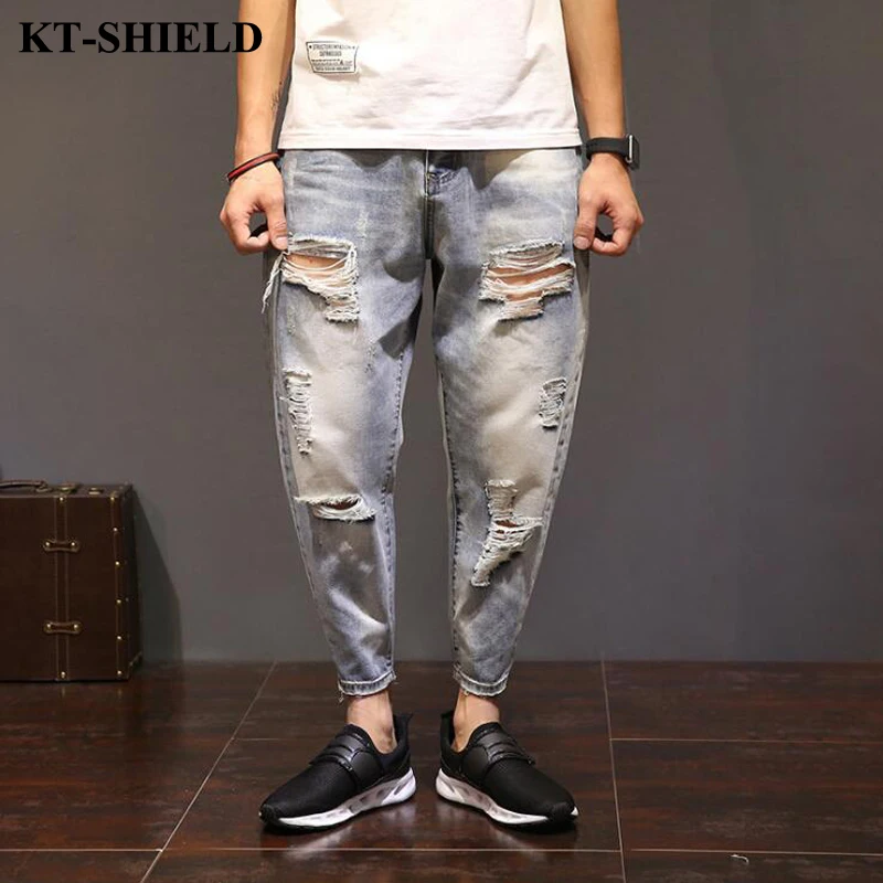 Mens Ripped Jeans Brand Designer Fashion Jeans for Men Distressed Denim Trousers Male Luxury Street Loose
