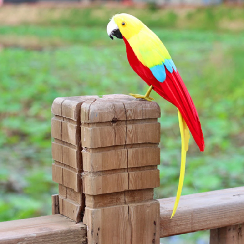 Simulation Parrot Model Artificial Feather Bird Animal Figurine Home Garden Sculptures Yard Law Ornament Decor Fancy Dress Party