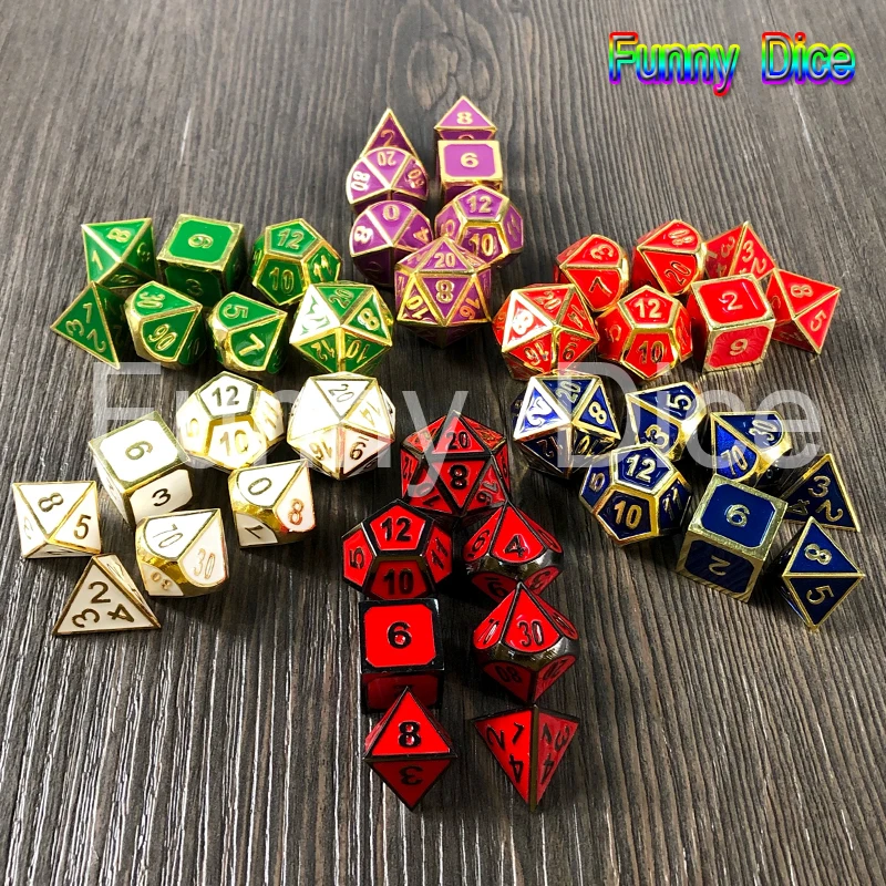 

NEW Metal 6 Color 7 Dice Set D4 D6 D8 D10 D% D12 D20 & Metal Box BoardGame Rpg Dados Juegos De Mesa DND RPG Dice Party Favor